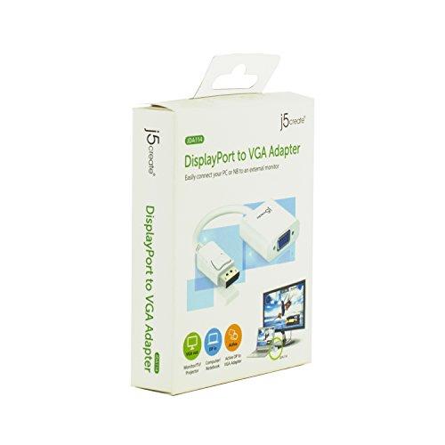 j5create j5create DisplayPort to VGA Adapter- 4K 1080p @ 60 Hz | 1.62 Gbps and 2.7 Gbps | Compatible with Apple iMac or MacBook, PC, HDTV, Projectors and More