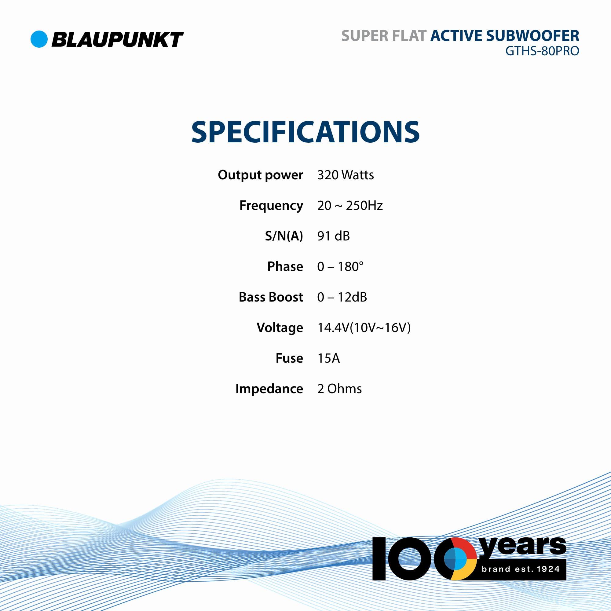 BLAUPUNKT BLAUPUNKT GTHS-80PRO 8" Compact Powered Under-Seat Subwoofer Enclosure