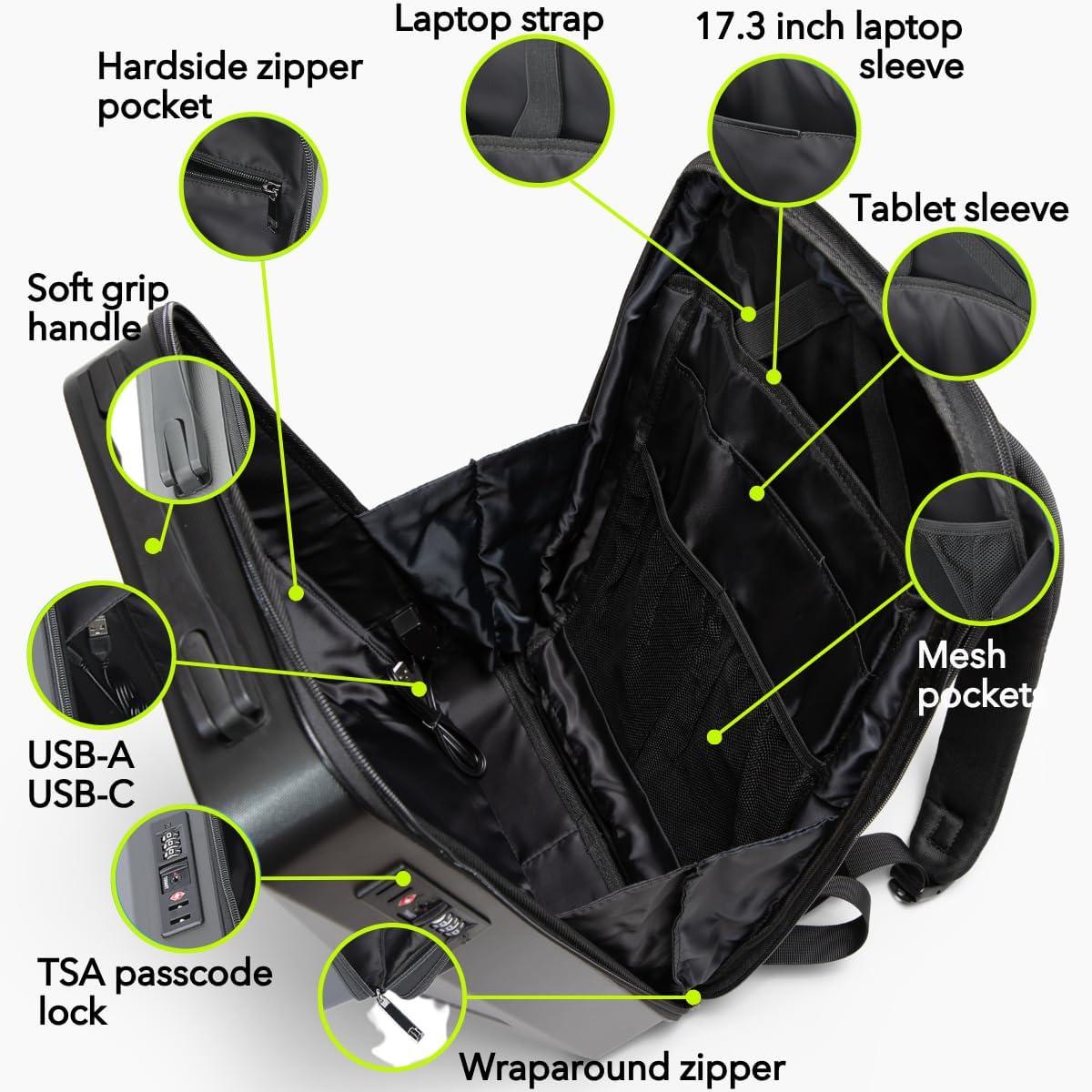 Cyber Backpack Cyberbackpack 2.0: Durable, Anti-Theft, Stylish, Expandable and Functional Laptop Backpack for Business, Gaming, and Travel with USB Charging for Men and Women