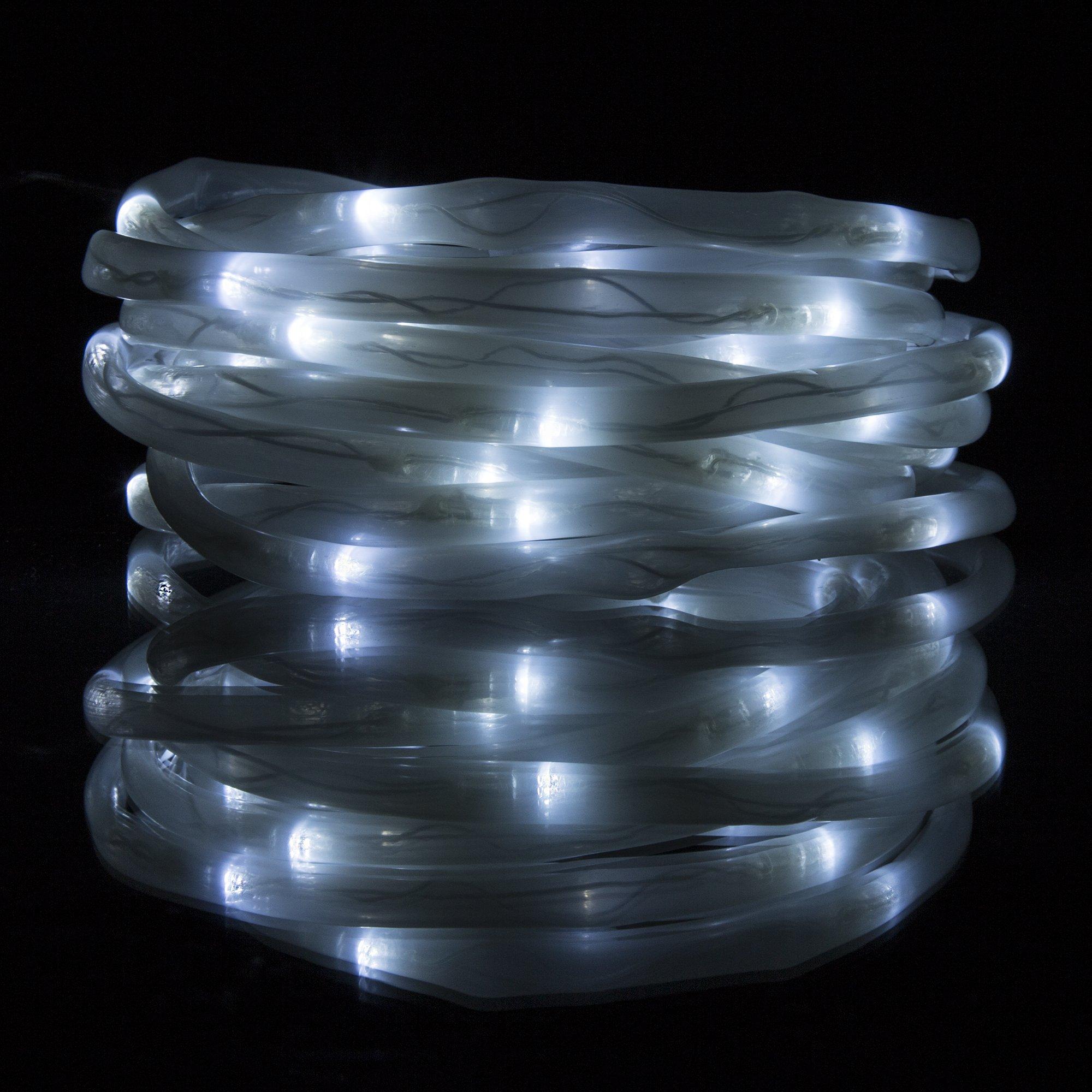 Pure Garden Pure Garden Solar Powered LED Rope Lights  32 FT Strand with 100 White Bulbs, Steady or Twinkle Mode  Outdoor Patio, Landscape, and Garden Dcor