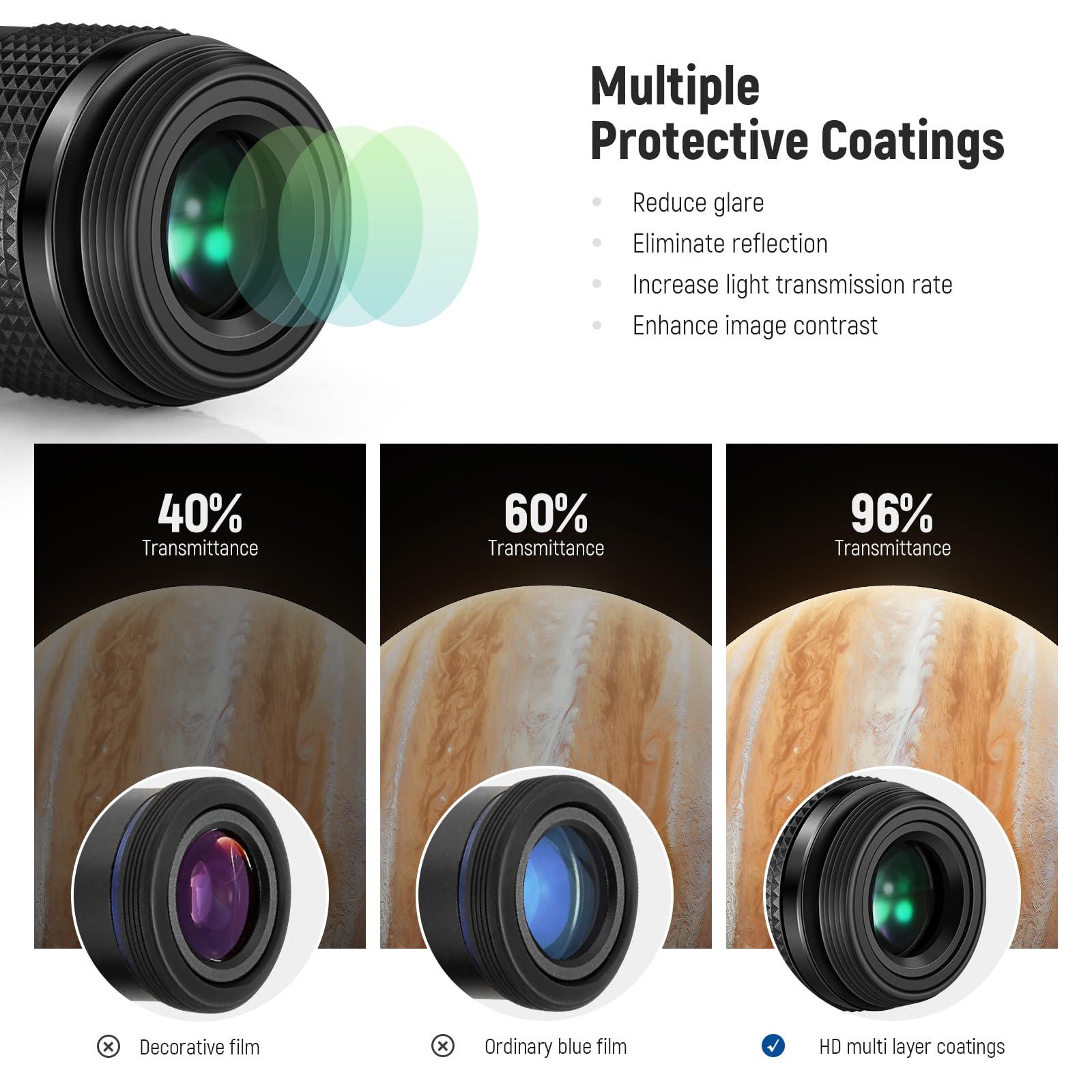 NEEWER NEEWER Zoom Telescope Eyepiece with 7-21mm Focal Length Range, 40-57 Field of View, 15mm Eye Relief, 5 Elements in 3 Groups for Astronomic Telescopes with 1.25 Inch Barrel, LS-T22