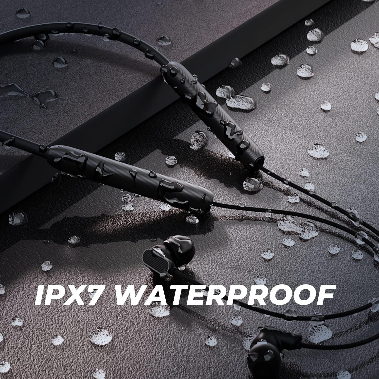 TONEMAC TONEMAC N18 Neckband Bluetooth Earbuds, Wireless Bluetooth 5.2 Headphones with Microphone, Ultra-Lightweight Comfort, IPX7 Waterproof, Deep Bass Strong Beat, 20H Playtime, Magnetic Earphones -Black