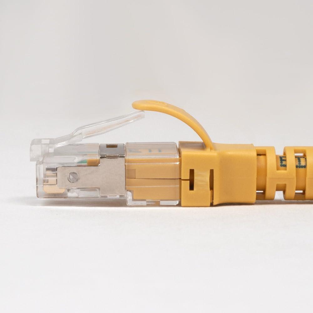 ICC ICC CAT6A U/FTP UL Listed RJ45 Ethernet Patch Cord, Stranded, 500 MHz, Pure Bare Copper Wire, 26 AWG, LAN Network Patch Cable, Slimline Strain Relief, Yellow, 5 FT