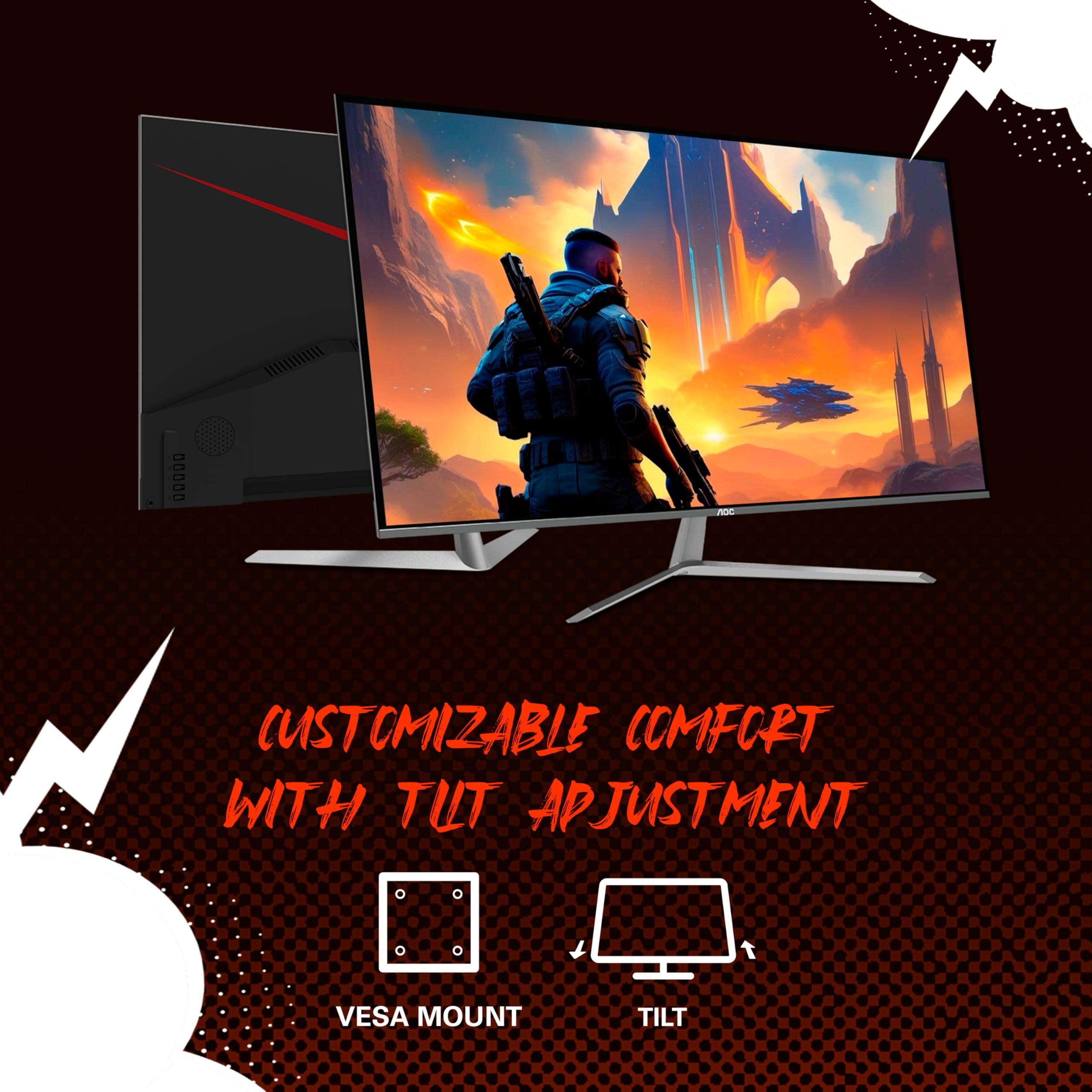 AOC AOC Q32G11ZNE 32" Frameless Gaming Monitor QHD 2560 x 1440, 240Hz, 0.5ms Response time, HDR Ready, Console Gaming Ready, 3-Year Zero Dead Pixel Guarantee, Black