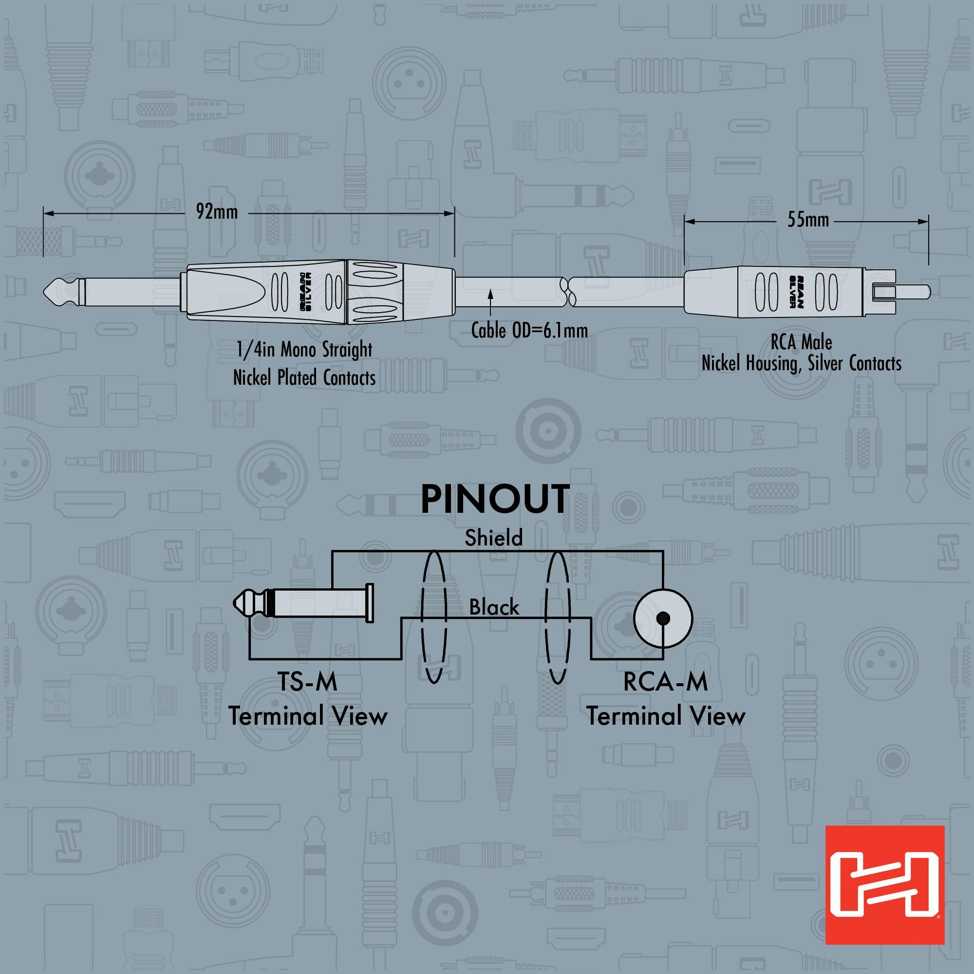 HOSA Hosa HPR-015 Pro Unbalanced Interconnect Cable - 1/4-inch TS Male to RCA Male - 15 foot