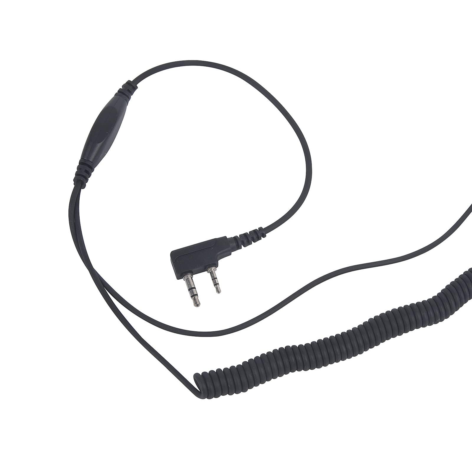 Pdflie Pdflie Helmet Earpiece Microphone Bike Bicycle Motorcycle Headphone Walkie Talkies Hands Free 2 Pin K Plug Full Face Two Way Radio Communication Headset for Baofeng Kenwood(Black,Wired)