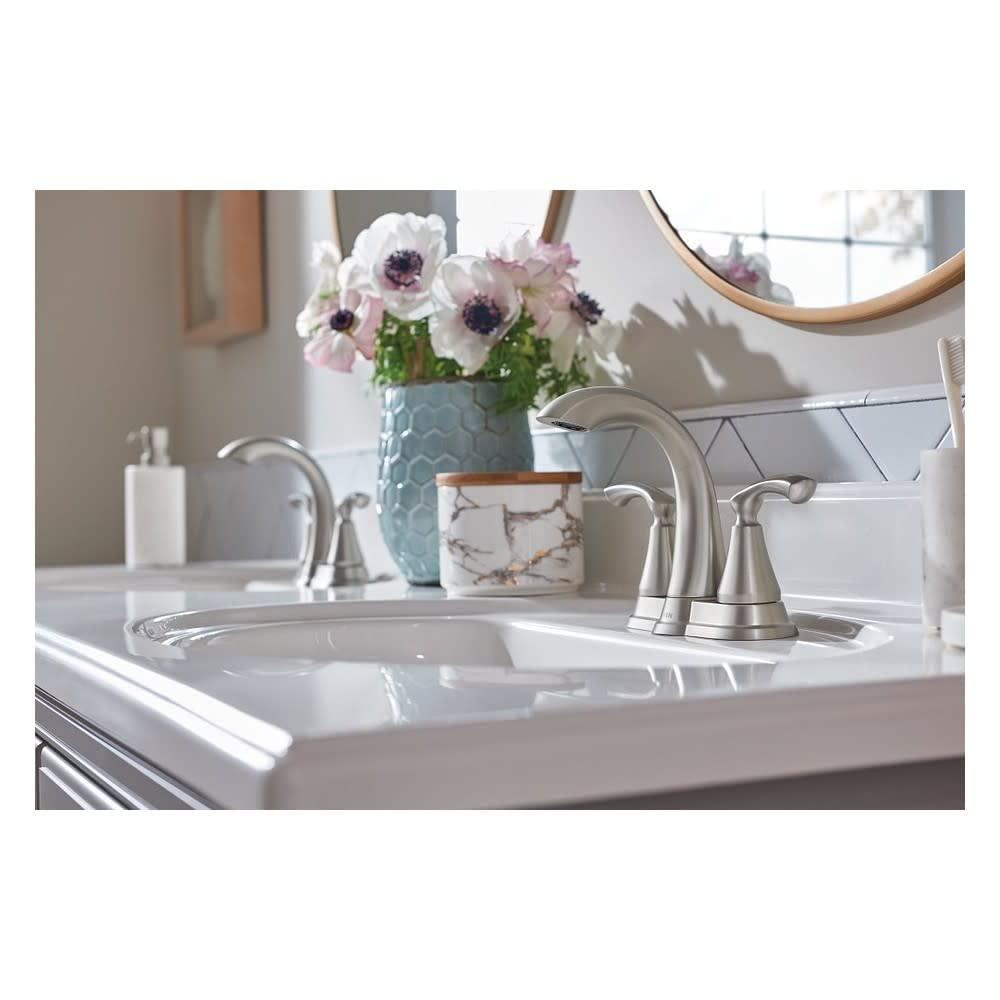 Moen Moen WS84876SRN Tiffin Two-Handle High Arc Bathroom Faucet, Spot Resist Brushed Nickel