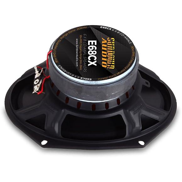 Sundown Audio Sundown Audio E-68CX 6"x8" Coaxial Car Speakers - 2-Way Full Range with Titanium Tweeters - 90W RMS, 4-Ohm - Direct OEM Replacement, Easy 3" Mount, Grilles for Clear & Impactful Audio