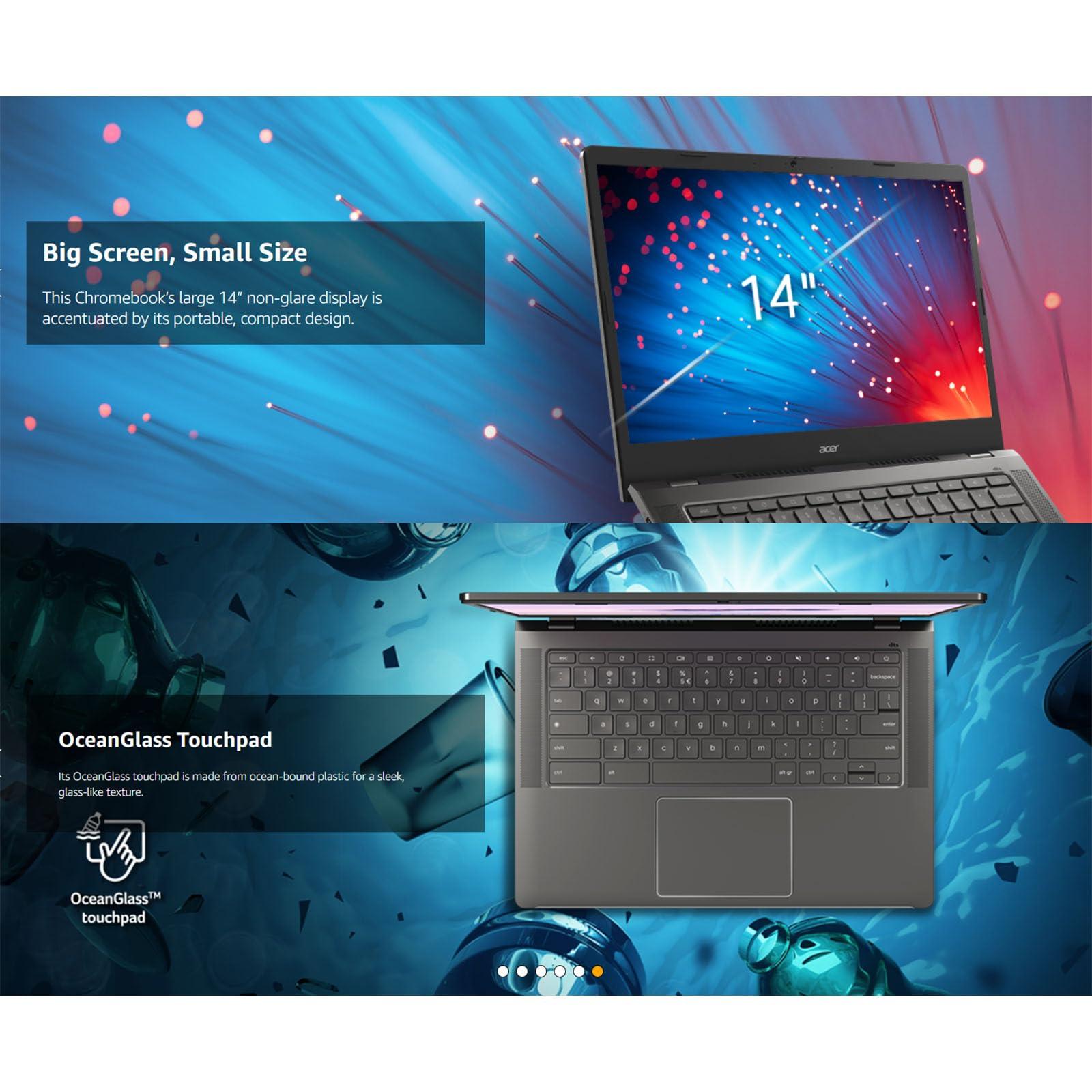 Acer Acer Chromebook Plus 14 Touchscreen Laptop Google - 14inch FHD Touchscreen Stylus Pen - 8 Core Intel i3-N305 - USB C - Google Chromebook Students School Laptop Mini - 2024 (8GB RAM |512GB PCIe SSD)