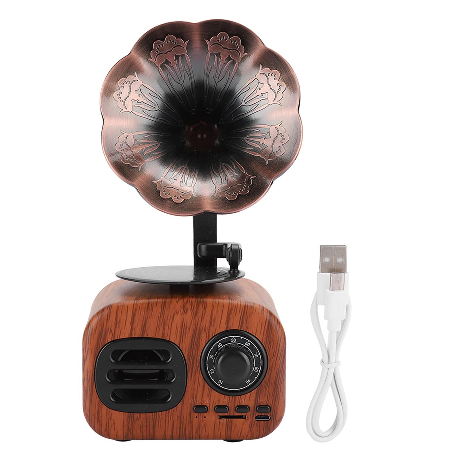 Sanpyl Mini Retro Speaker, Portable Retro Music Player Loudspeaker Support Plug in Card Easy to Carry Idea Gift for Friends (Walnut Wood)