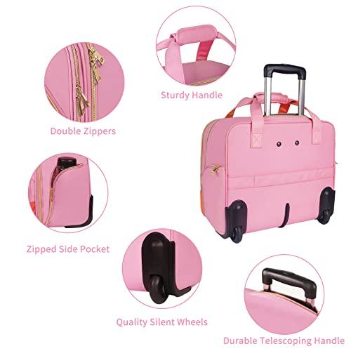 MATEIN MATEIN Rolling Briefcase for Women, Large Rolling Laptop Bag with Wheels Fits 17 Inch Notebook Gifts for Office Women, Water Resistance Teacher Work Computer Travel Carry on Nurse Bags on Wheel, Pink
