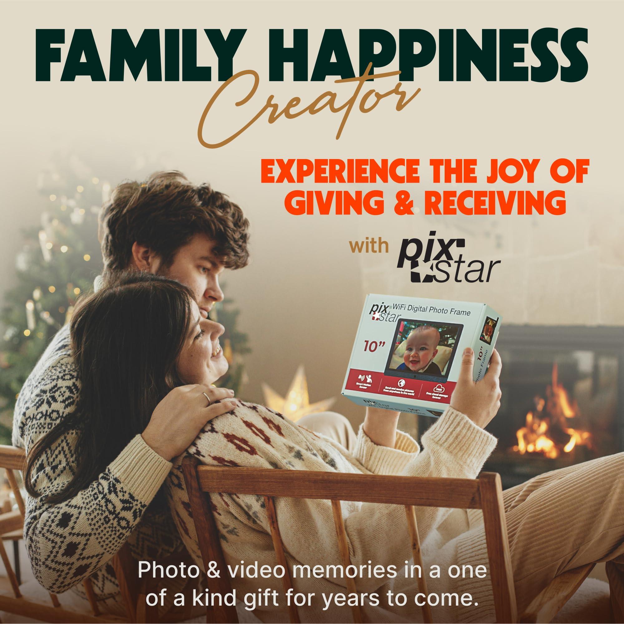 Pix Star PixStar 10 inch Digital Frame WiFi | Free Unlimited Cloud Storage | Motion Sensor | Highly giftable for Grandparents | IPS Display | Easy Setup Digital Photo Frame | Electronic Picture Frame
