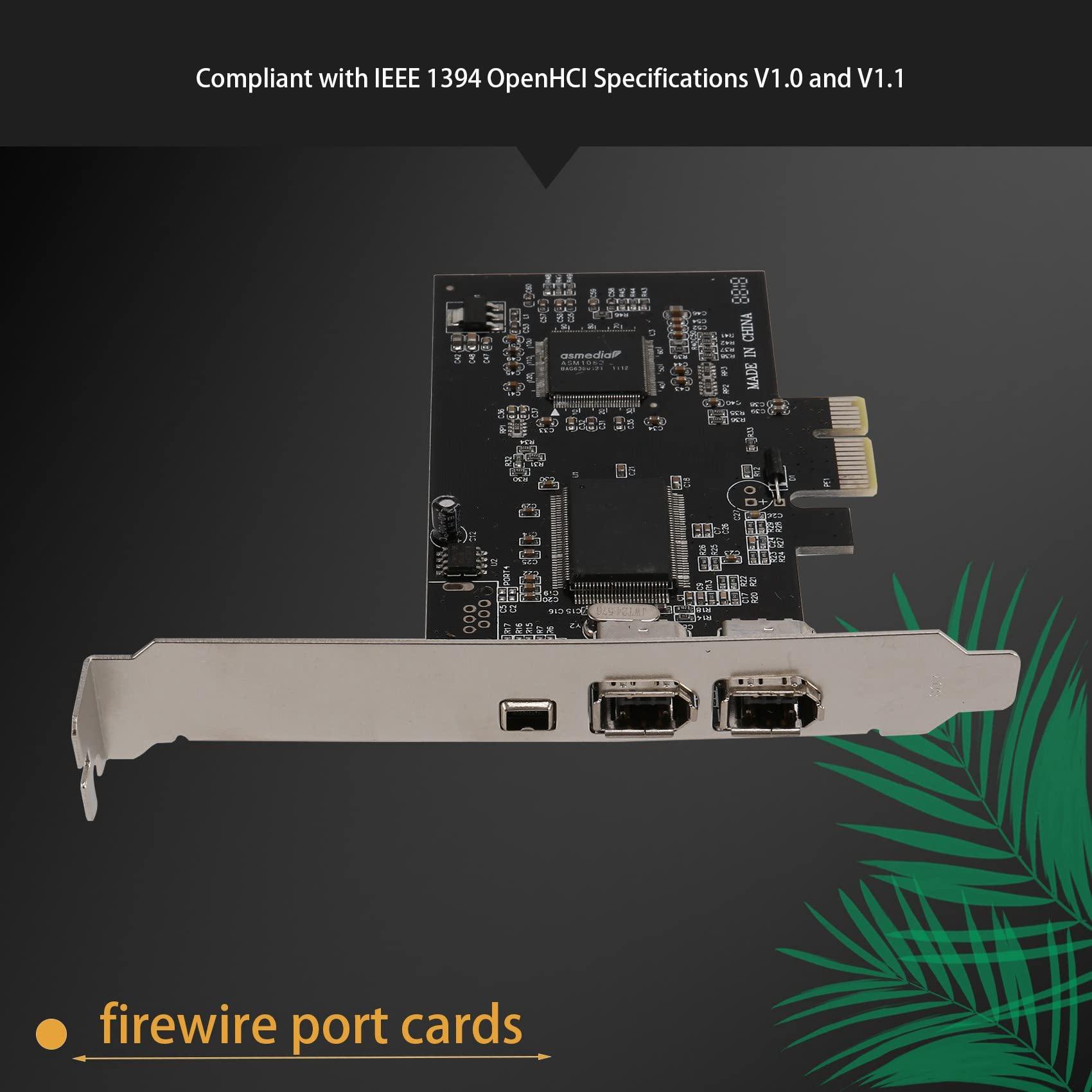 Pasuihcay Pasuihcay 1394 Firewire Card,PCIe 3 Ports 1394A Firewire Expansion Card, PCI Express to External IEEE 1394 Adapter Controller