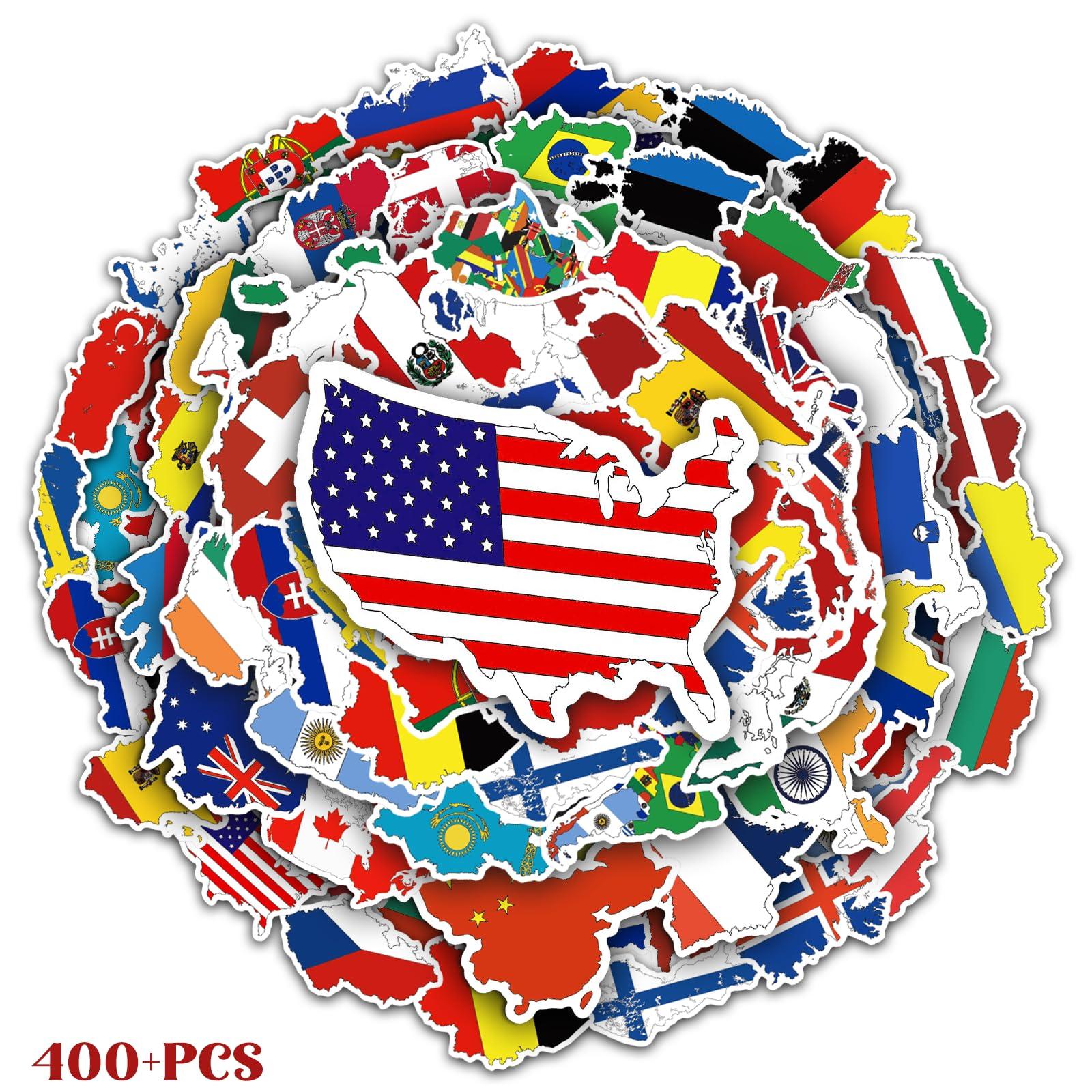 Spriggenix 32sheets Country Flag Stickers for Decor, 400+pcs World Flag Stickers for Scrapbooking Country Stickers for Water Bottles Waterproof World Stickers Travel Stickers for Luggages Suitcase Laptop Phones