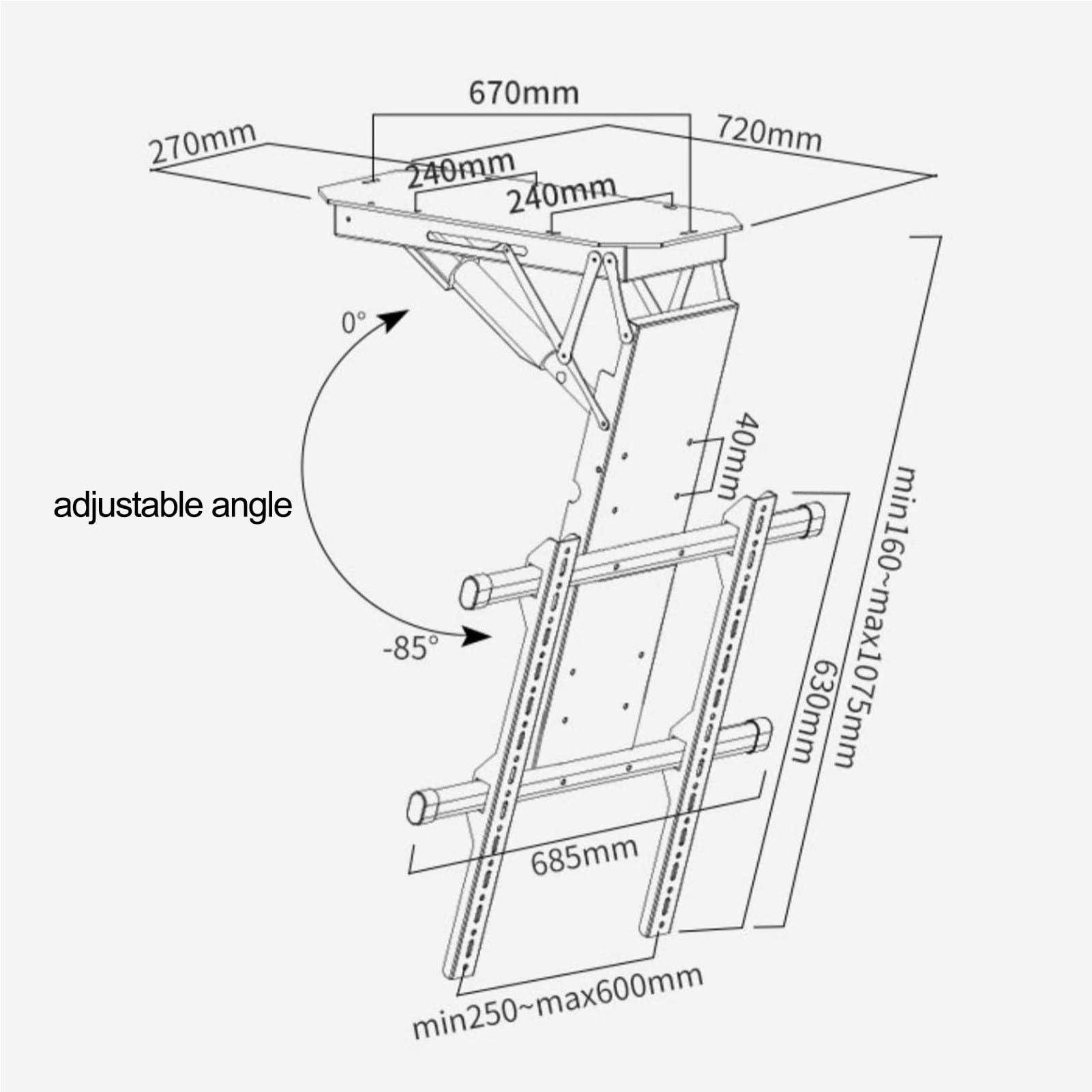 ZJYSMH tv wall mount,wall mount tv bracket, Motorised TV Bracket, Motorized TV Mount for 50-90 Inch TVs, Hidden Drop Down TV Lift with Auto Lifting, Motorized TV Stand with Remote Control and Switch Control