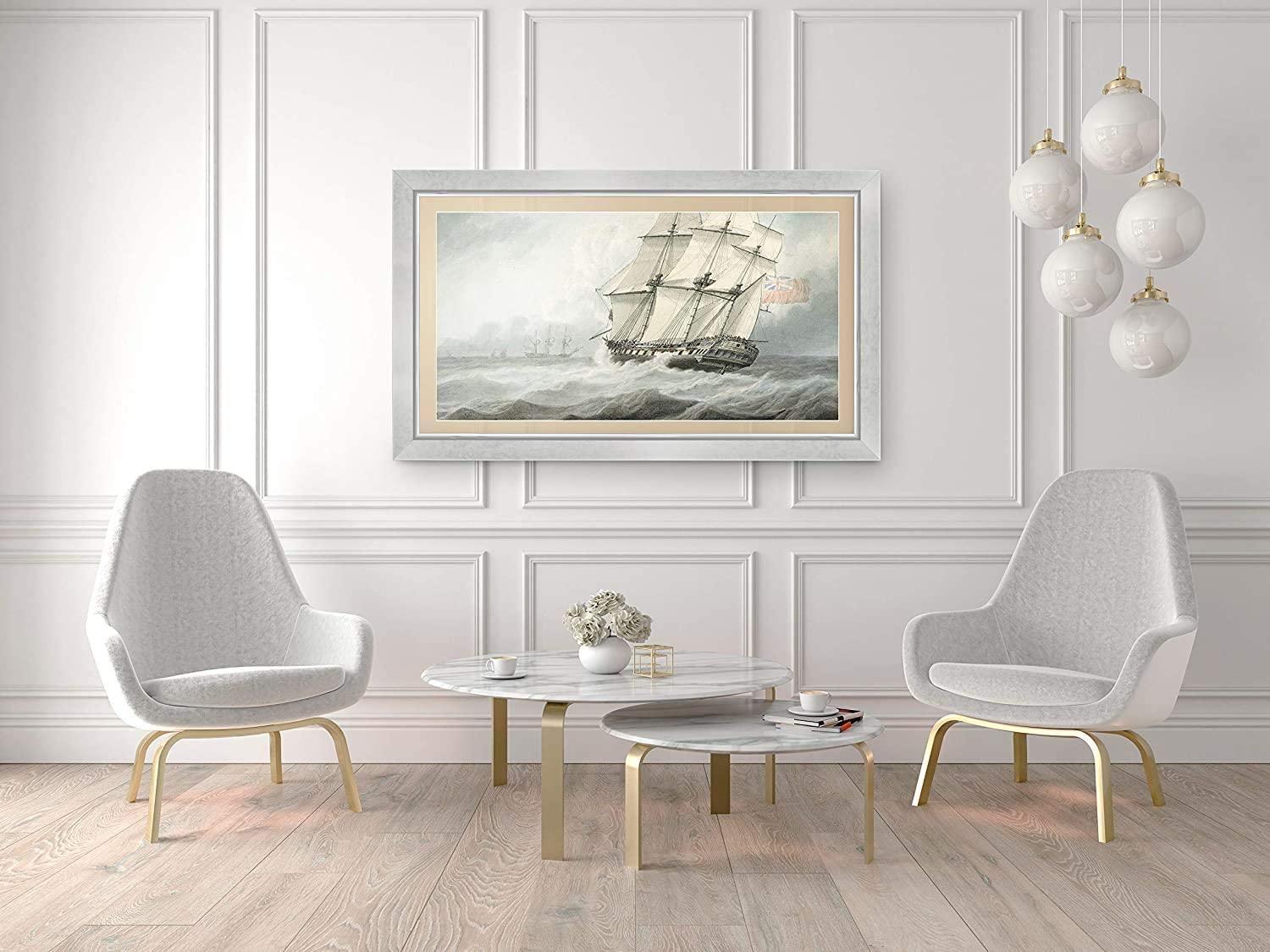 Frame My TV Frame My TV Deco TV Frames - Contemporary Silver Smart Frame Compatible ONLY with Samsung The Frame TV (75\", Fits 2021-2024 Frame TV)