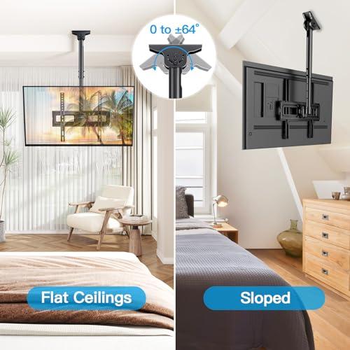 PERLESMITH PERLESMITH Ceiling TV Mount for 26-65 inch Flat Screen Displays, Hanging Adjustable Ceiling TV Bracket Fits Most LCD LED OLED 4K TVs, Pole Ceiling Mount Holds up to 110lbs, Max VESA 400x400mm, PSCM2