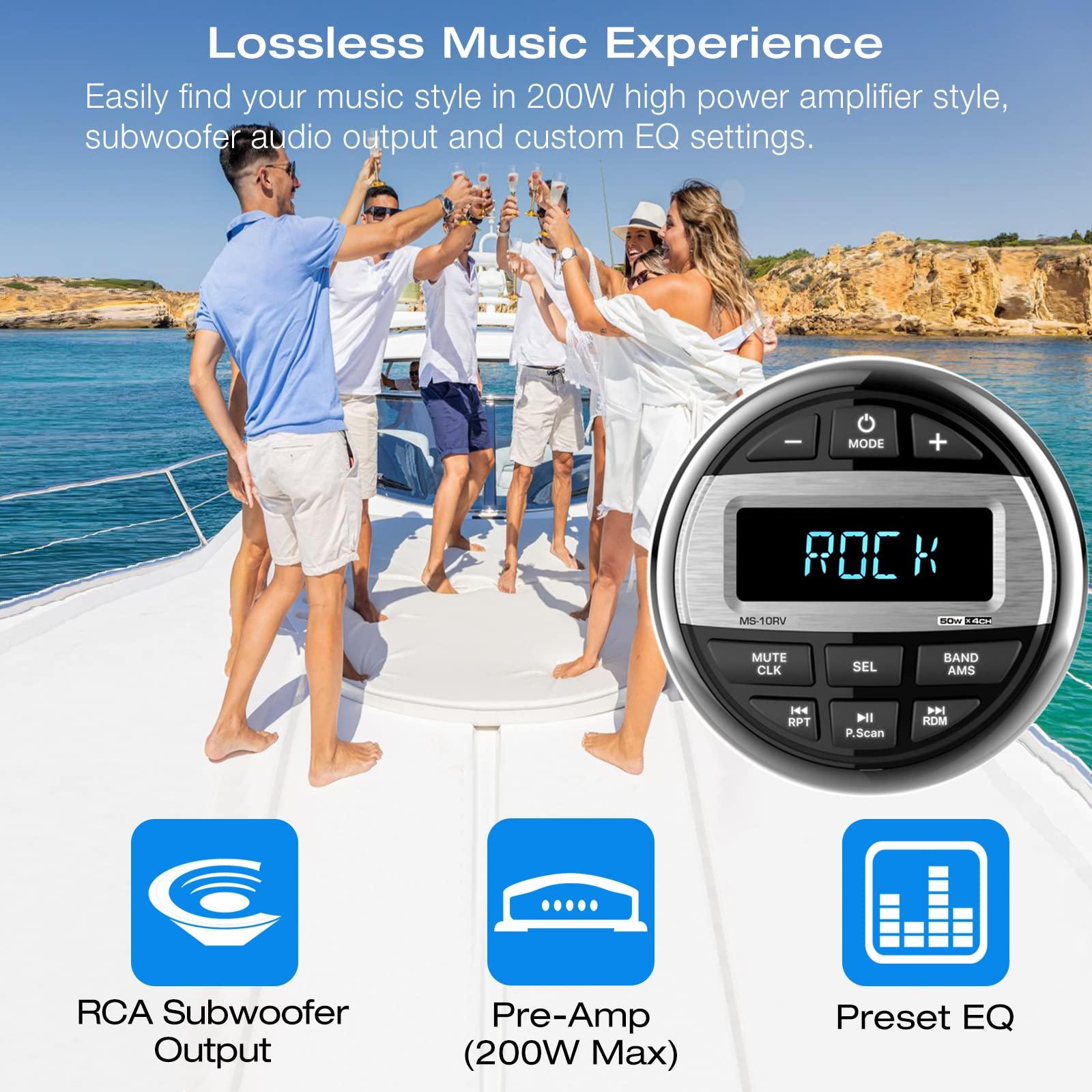 DOVOX Bluetooth Marine Radio Boat Stereo: Waterproof Boat Audio Receiver - Digital Marine Grade Player with FM AM Radio | USB/AUX-in/MP3 | Subwoofer | Pre-Amp&EQ