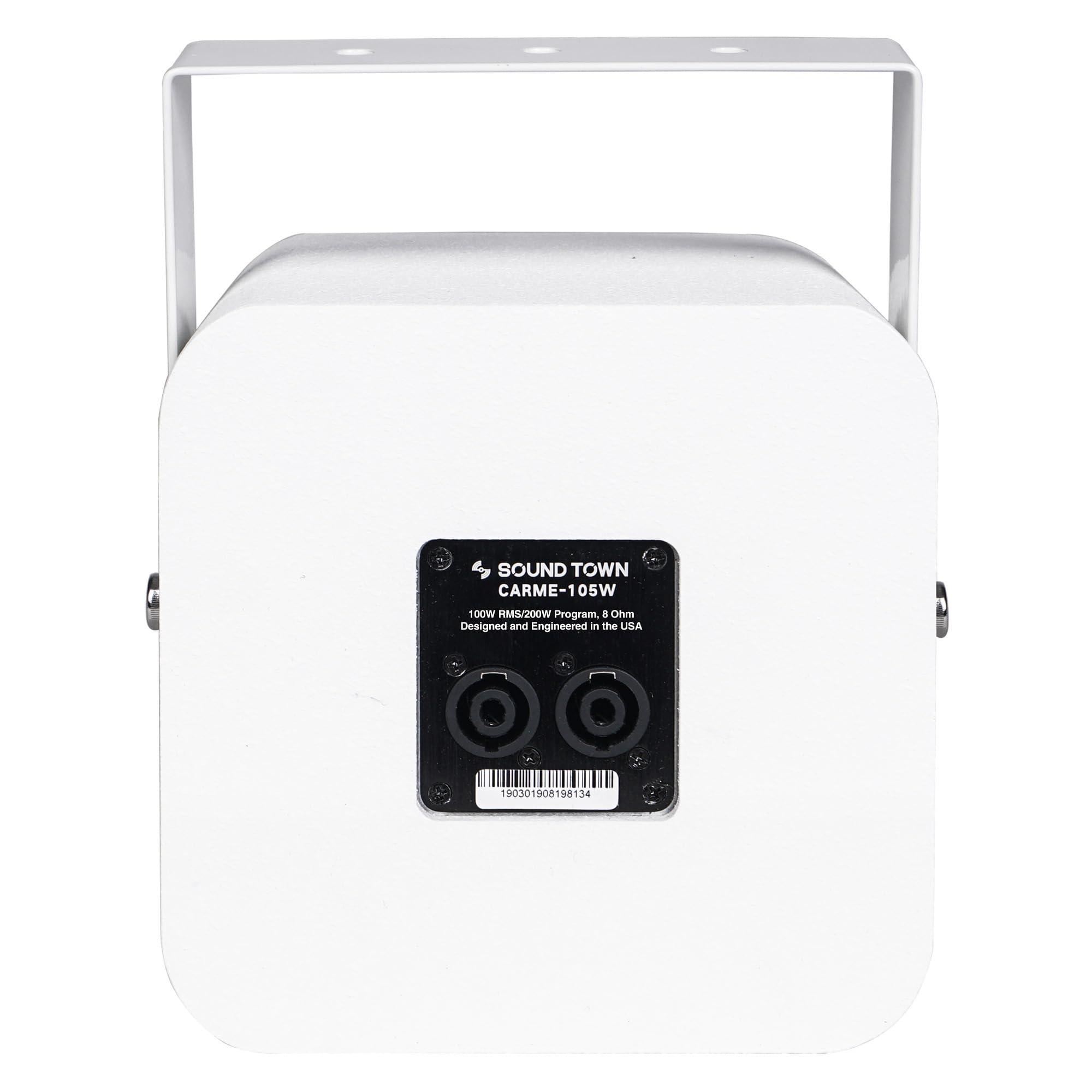 Sound Town Sound Town Compact 2-Way 5" Coaxial Wall Mount Commercial Loudspeaker, White, with 5" Woofer, Birch Plywood, Speed Mounting Bracket for Bar, Church