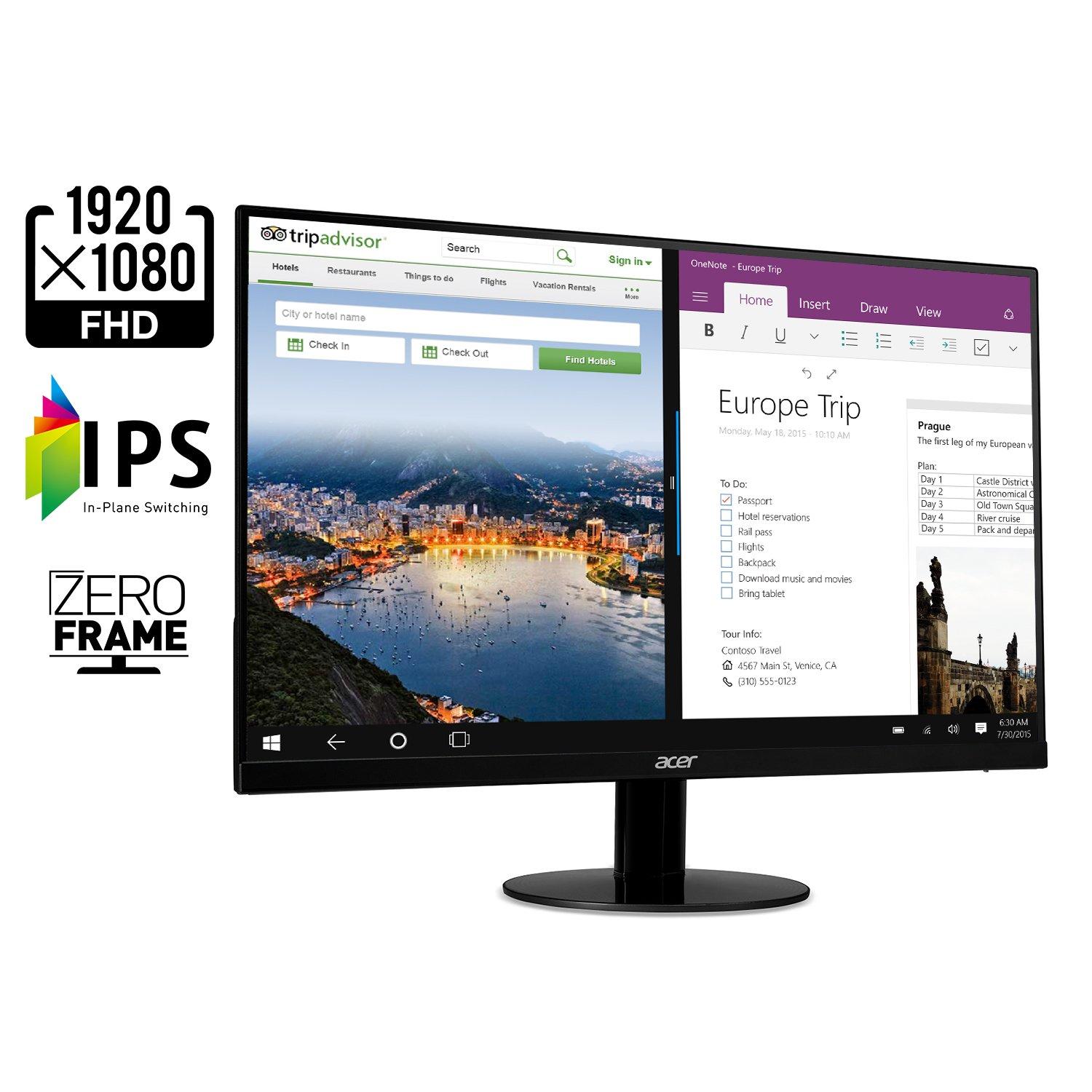 Sceptre Sceptre 24-inch Curved Gaming Monitor (C248W-1920RN Series) and Acer 21.5 Inch Full HD (1920 x 1080) IPS Ultra-Thin Zero Frame Computer Monitor (SB220Q bi)