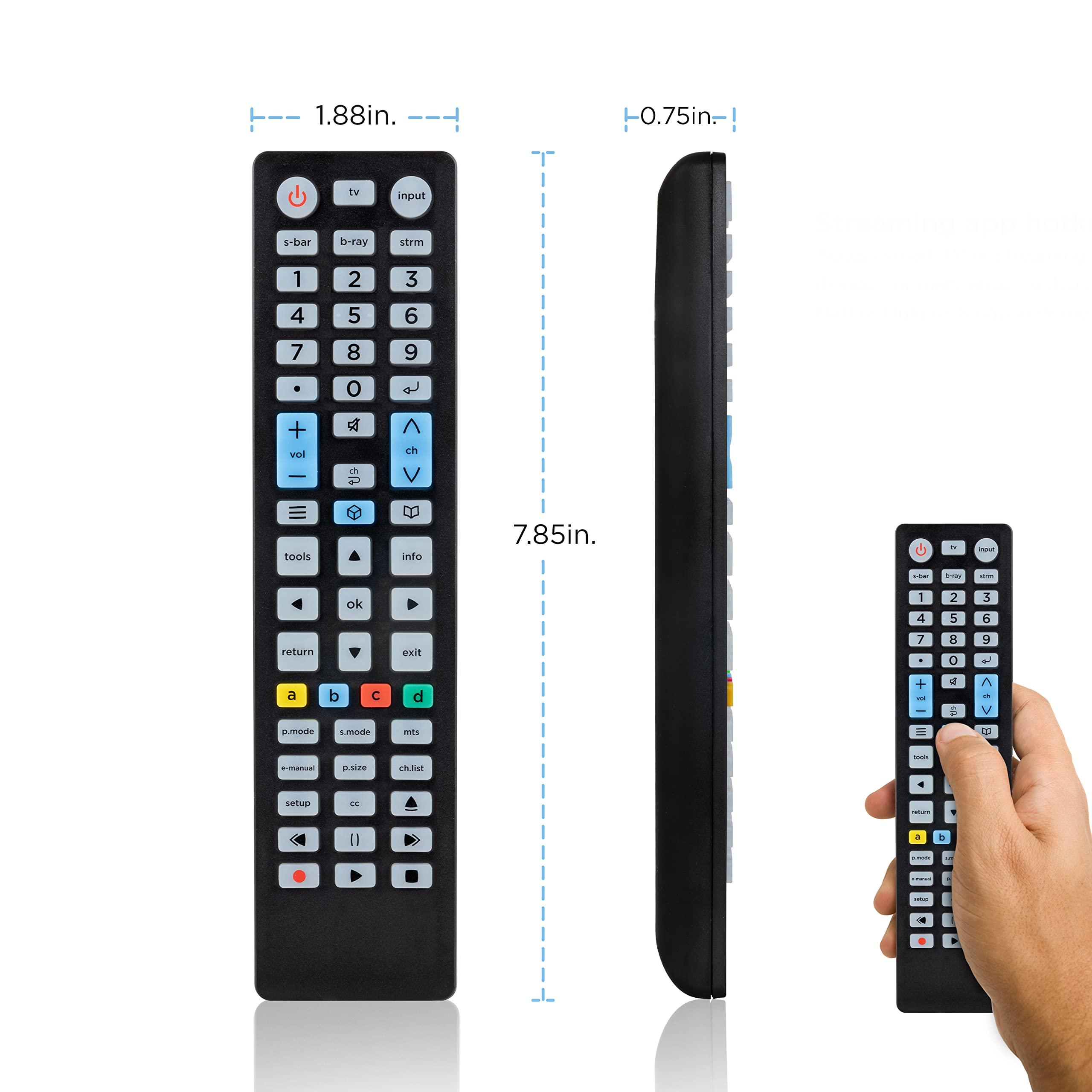 UltraPro UltraPro Replacement Remote for Samsung TV Models After 2015 Compatible with LED LCD HD UHD 4K HDR Smart TVs Universal Remote Control Function for Streaming Players Sound Bars Blu-ray DVD 67207