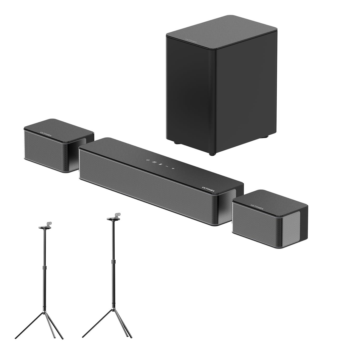 ULTIMEA ULTIMEA Poseidon D50 Sound Bar with Steady 300 Speaker Stands Pair - Home Audio Setup