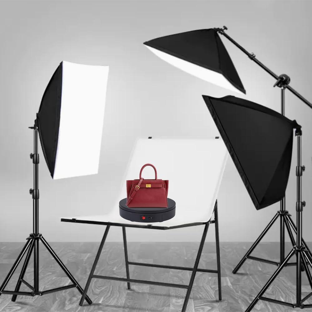 JAYEGT JAYEGT Motorized Rotating Display Stand ,360 Degree Electric Rotating Photography Turntable For Products DisplayVideo Show, Live ShowRemote Control+5 Colors Backgrounds (Black / 11.8inch / 265 Lbs Load / Rechargeable)