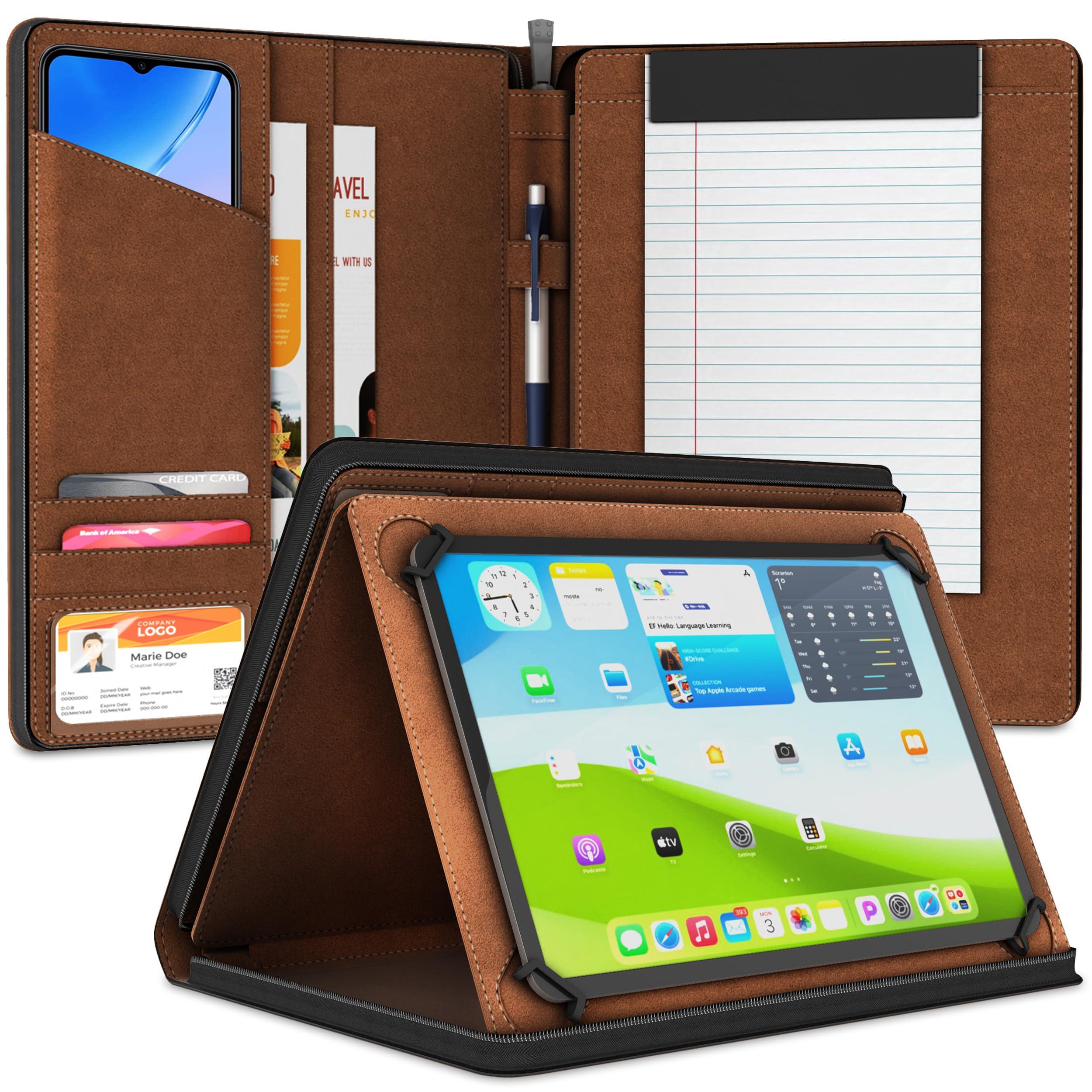 KHOMO KHOMO Universal Padfolio Case - Portfolio Organizer for Tablet 8.5 up to 11 inch –PU Leather Notebook Pad Holder Folder for iPad, Air, Pro & Others