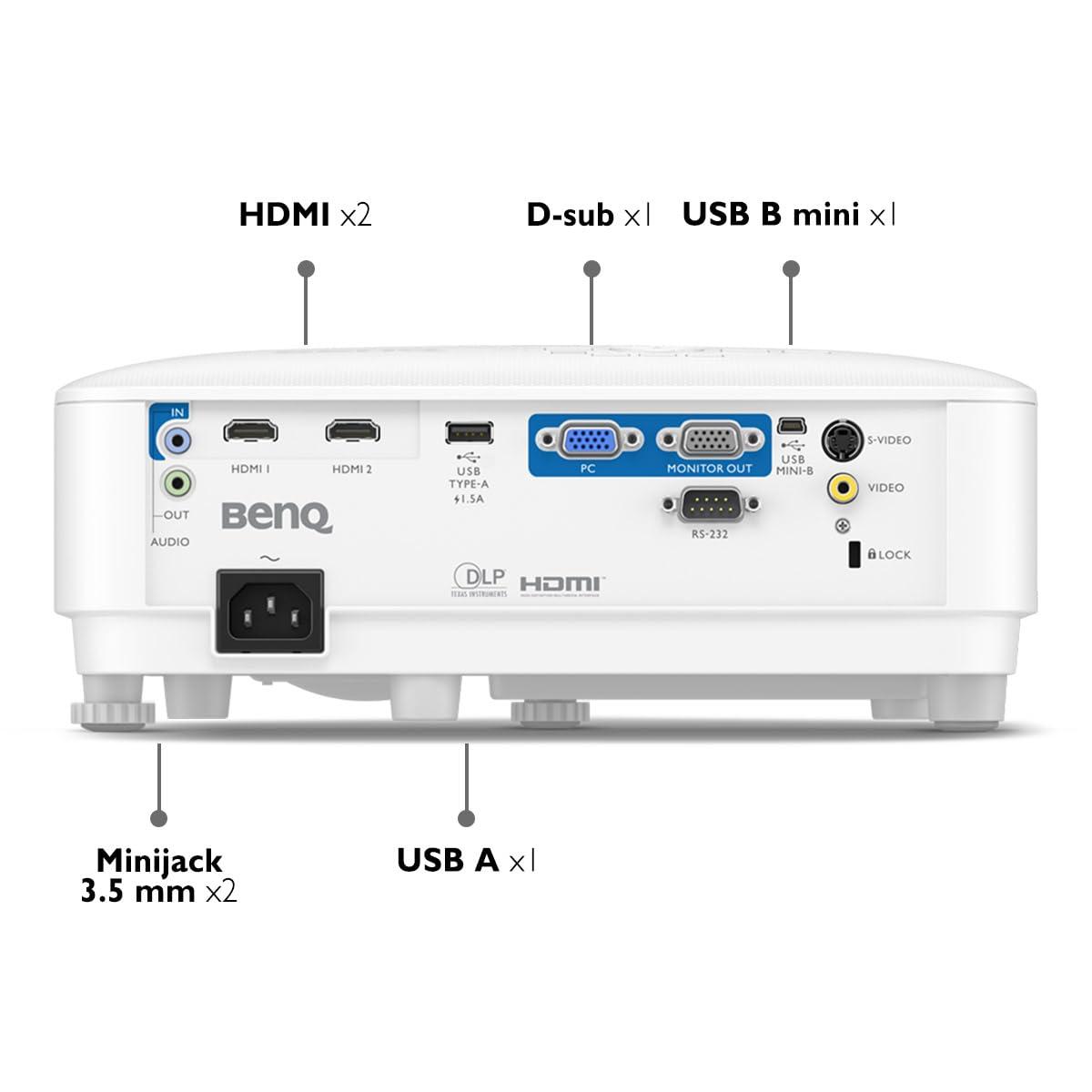 BenQ BenQ MS560 Business Projector, 4000 Lumens, DLP, SVGA, 2 HDMI, VGA, Auto Keystone Correction Glass Lens for Image Accuracy, SmartEco 70% Less Energy Consumption, Conference Room, Meeting, Classroom