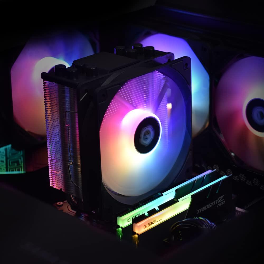 ID-COOLING ID-COOLING SE-214-XT ARGB CPU Cooler 4 Heatpipes CPU Air Cooler ARGB Light Sync with Motherboard(5V 3-PIN Connector) CPU Fan for Intel/AMD, LGA 1700 Compatible