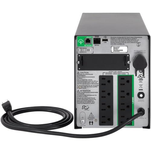 APC APC 1500VA Smart UPS with SmartConnect, SMT1500C Sinewave UPS Battery Backup, AVR, 120V + Network Cable + Wire Ties