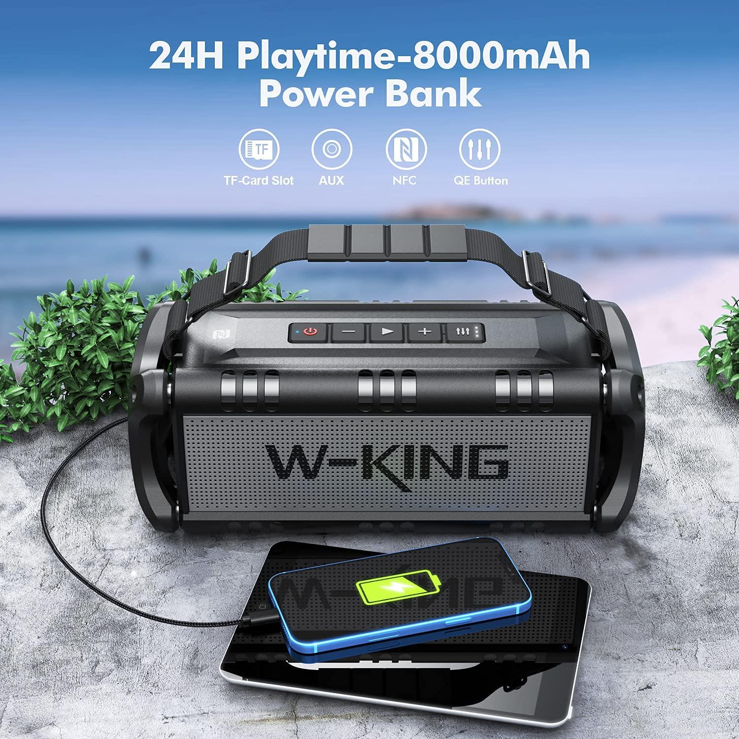 W-KING W-KING Bluetooth Speaker, 50W Powerful Bluetooth Speaker Loud IPX6 Waterproof, Large Outdoor Portable Speaker Wireless for Deep Bass/Bluetooth 5.0/Power Bank/40H Playtime/TF-Card/AUX/NFC/EQ
