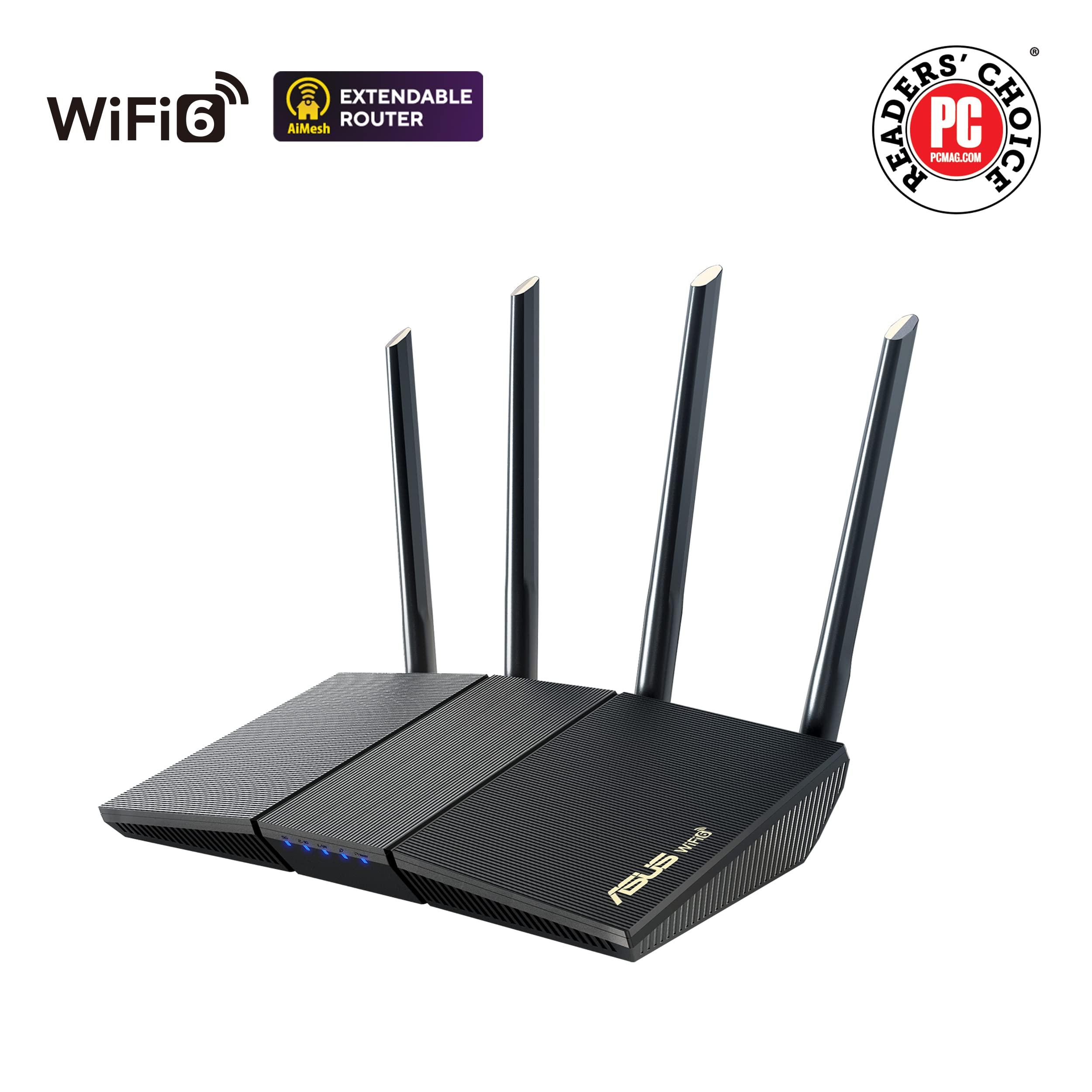 ASUS ASUS RT-AX1800S Dual Band WiFi 6 Extendable Router, Subscription-Free Network Security, Parental Control, Built-in VPN, AiMesh Compatible, Gaming & Streaming, Smart Home