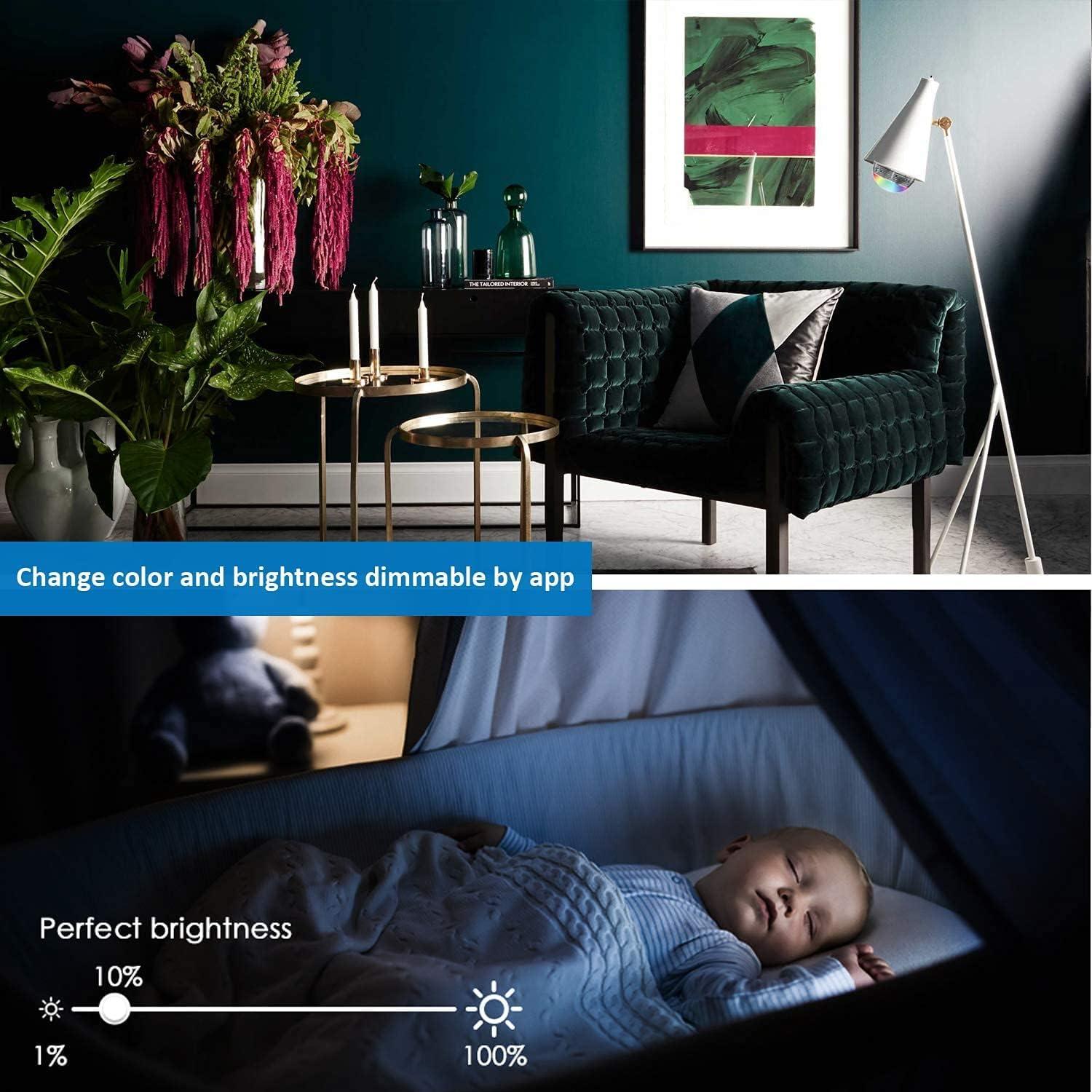 Genolite Genolite Smart Light Bulb with Bluetooth Speaker 7W 350lm 2700-6500k E27 Controlled RGB Multi Color Adjustable and Dimmable by Wireless APP Music Speaker and Bulb 2 in 1 Mood Lighting