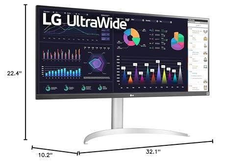 LG LG 34WQ650-W 34 Inch 21:9 UltraWide Full HD (2560 x 1080) 100Hz IPS Monitor, 100Hz Refresh Rate with RGB 99% Color Gamut, VESA DisplayHDR 400, USB Type-C, AMD FreeSync, Tilt/Height Adjustable Stand