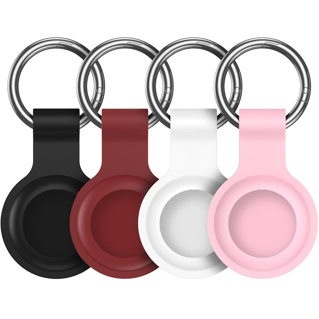 HATALKIN AirTag Holder AirTag Case Keychain Air Tag Holder, Silicone AirTags Key Ring Cases Tags Chain Apple GPS Item iTag Finders Accessories 4 Pack