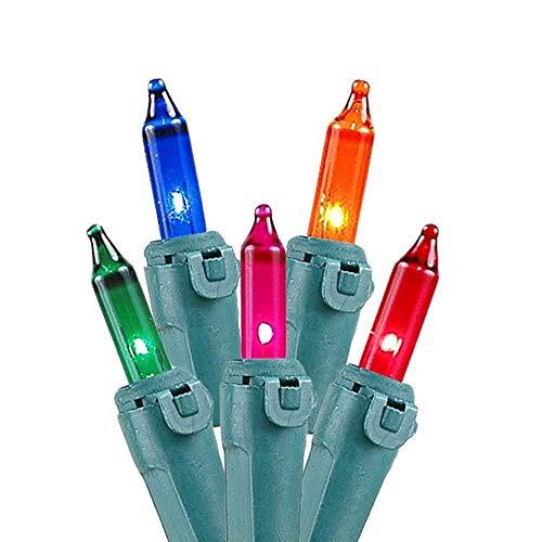 Novelty Lights Novelty Lights 50 Light Multi Christmas Mini String Light Set, Green Wire, Indoor/Outdoor UL Listed, 11' Long