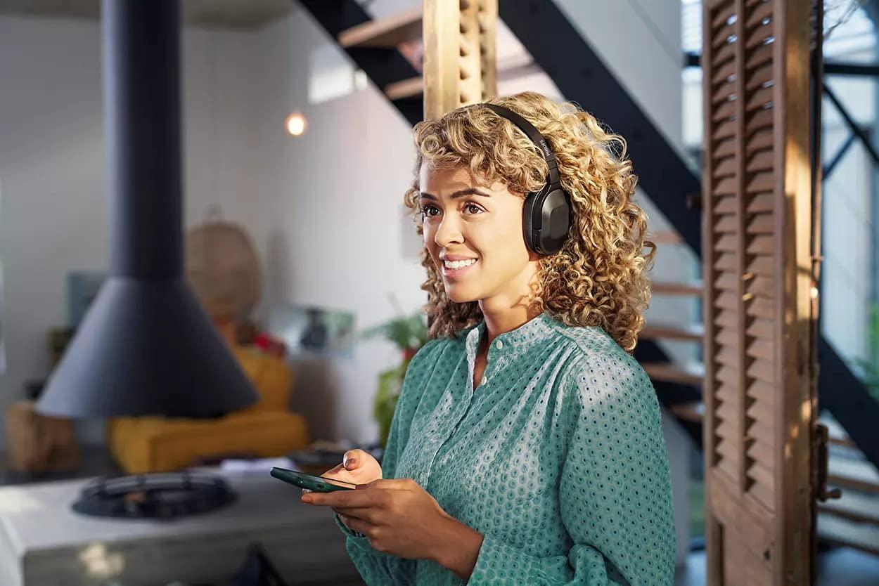 PHILIPS Philips Active Noise Cancelling Headphones Wireless Bluetooth Flat Folding Lightweight Over Ear Wireless Headphones w/Multipoint Bluetooth Connection 30h Playtime with Deep Bass