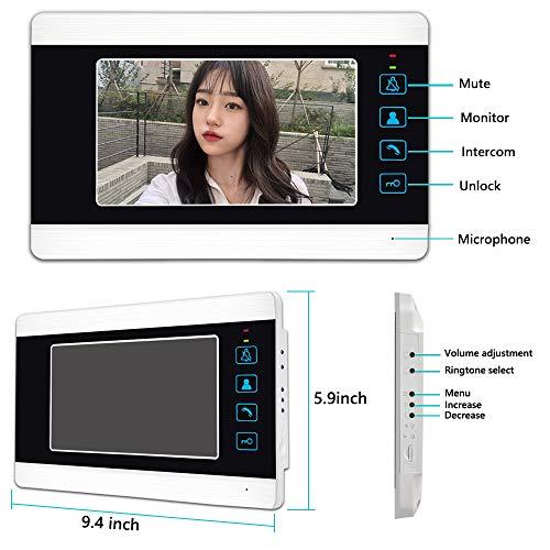 AMOCAM AMOCAM Video Doorbell Intercom System, 7 Inches Alloy Panel Monitor HD Camera Wired Video Door Phone Kits, Support Unlock, Monitoring, Dual-Way Intercom Indoor Outdoor for Villa Office Apartment