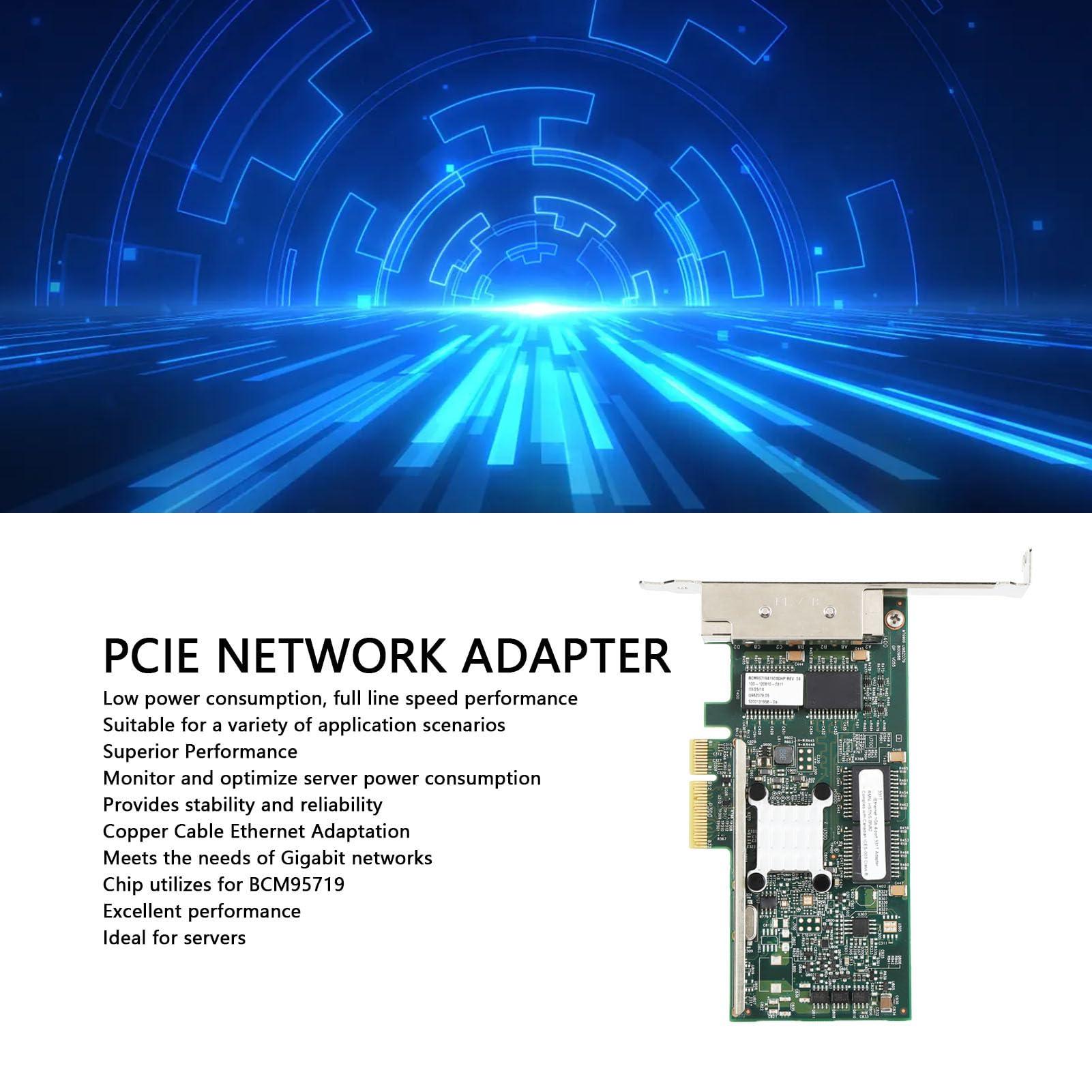 Generic PCIe Gigabit Network Card, Network Server Adapter for BCM95719 Chip,4 Port PCI Express Ethernet Adapter for Desktop PC, Multifunction Support