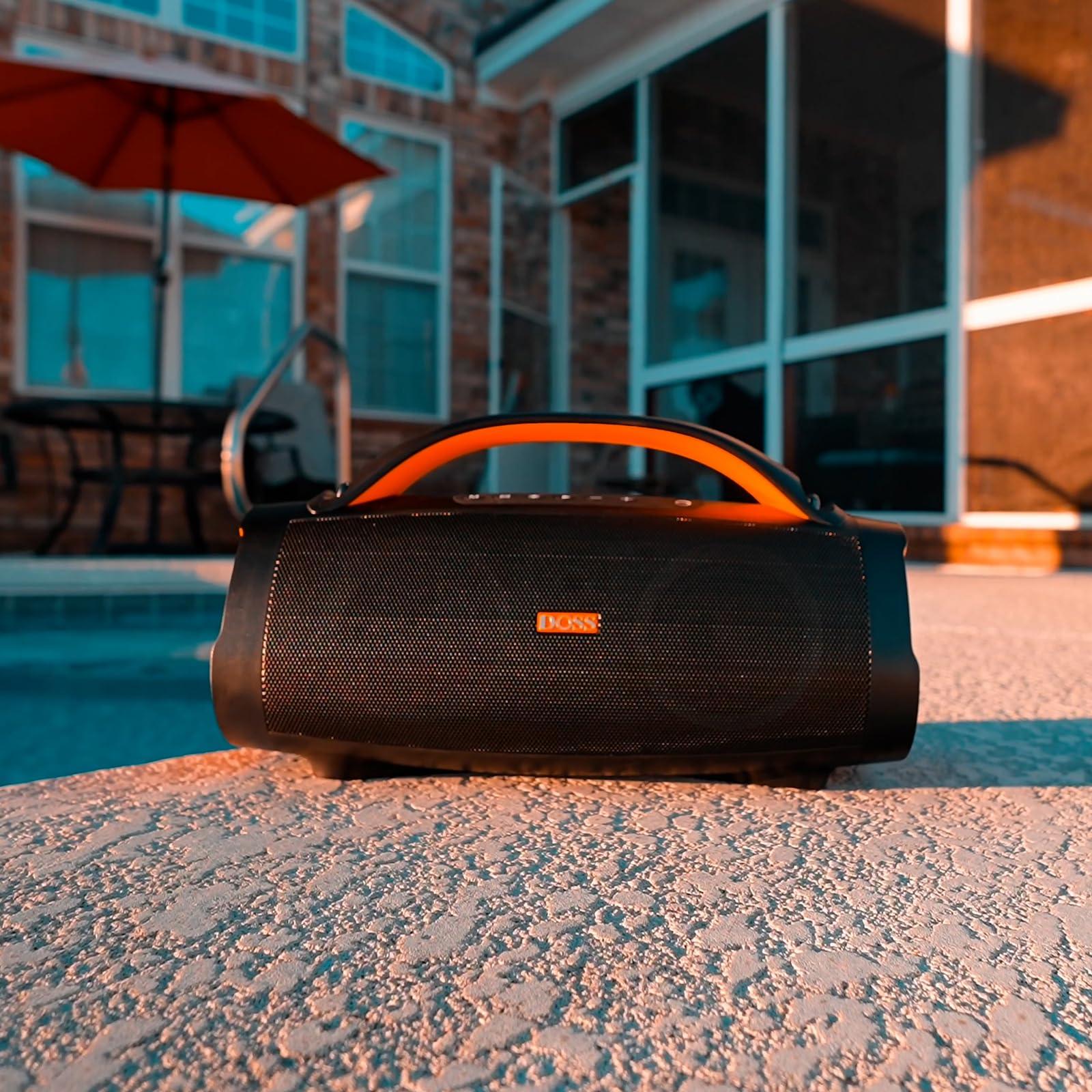 DOSS DOSS Extreme Boom+ Outdoor Bluetooth Speaker with 100W Stereo Sound, Extra Bass, 20H Playtime, Party-Sync LED Lights, Built-in Power Bank, IPX6 Waterproof Speaker for Camping, Pool, Beach, Yard