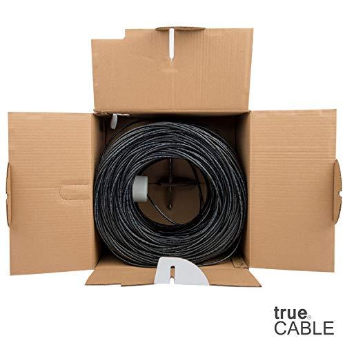 TRUE CABLE trueCABLE Cat5e Riser (CMR), 1000ft, Black, 24AWG 4 Pair Solid Bare Copper, 350MHz, PoE++ (4PPoE), ETL Listed, Unshielded Twisted Pair (UTP), Bulk Ethernet Cable