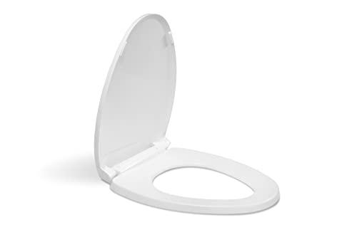 Centoco Centoco Elongated Toilet Seat Soft Close, Closed Front with Cover, Premium Seat, Plastic, Made in the USA, Crane White (Cotton/Bright)