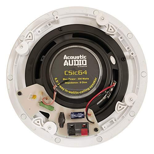 Acoustic Audio by Goldwood Acoustic Audio CSic64 Frameless 6.5" in Ceiling 3 Speaker Set 3 Way Home Theater Speakers