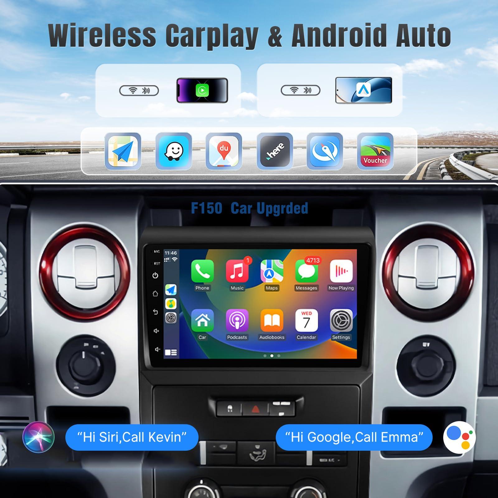Leadfan 9 Inch Android Car Radio 2+32GB Double Din Stereo with Wireless CarPlay & Android Auto | GPS Navigation FM WiFi BT Dual USB AHD Camera,Universal Touch Screen for Car Upgraded