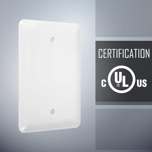 TayMac TayMac WMW-B 1-Gang White Smooth Metal Maxi Blank Wall Plate WMW-B, Outlet Cover Wall Plate with Screws, Electrical Outlet Cover Plate for 1 Device