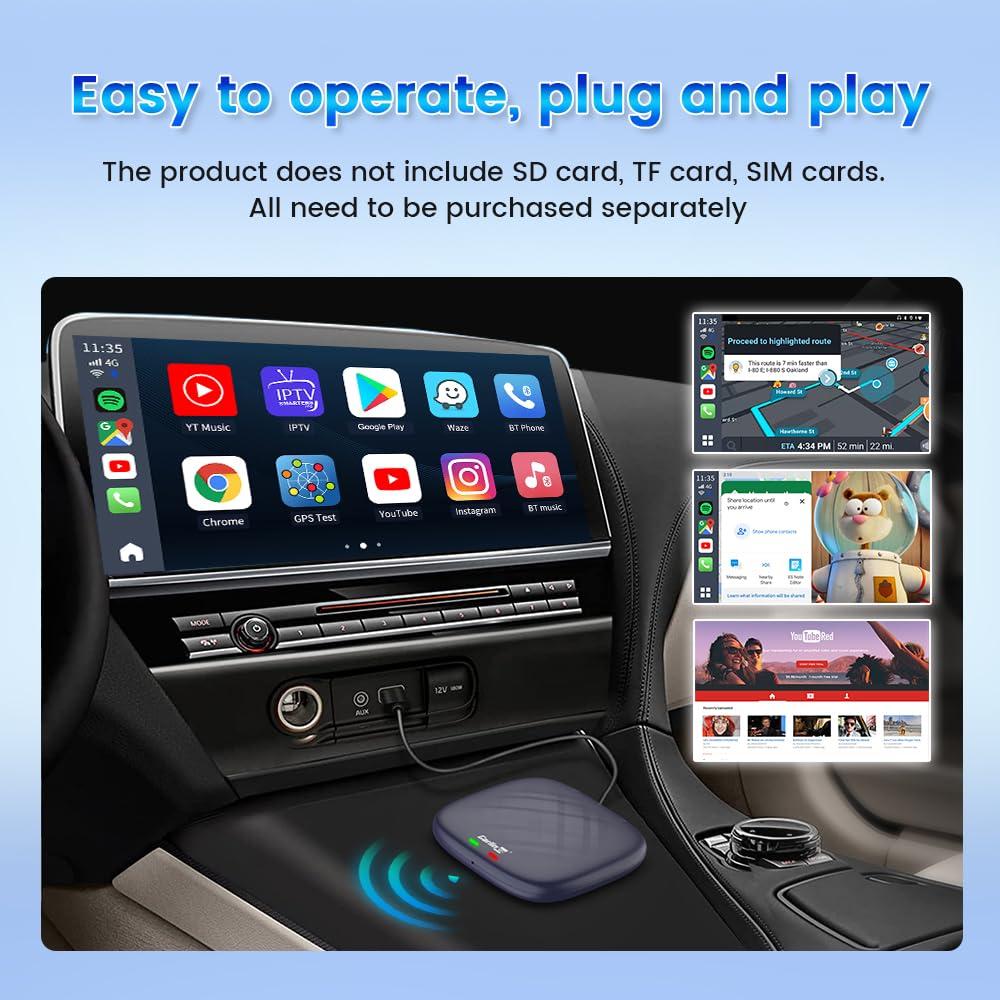 Carlinkit CarlinKit CarPlay Box Streaming Device for Car YouTube, TikTok, Netflix CarPlay Adapter | Convert Wired to Wireless CarPlay & Android Auto | Android 13.0, 8-Core, 8GB+128GB, SM6225, Blue