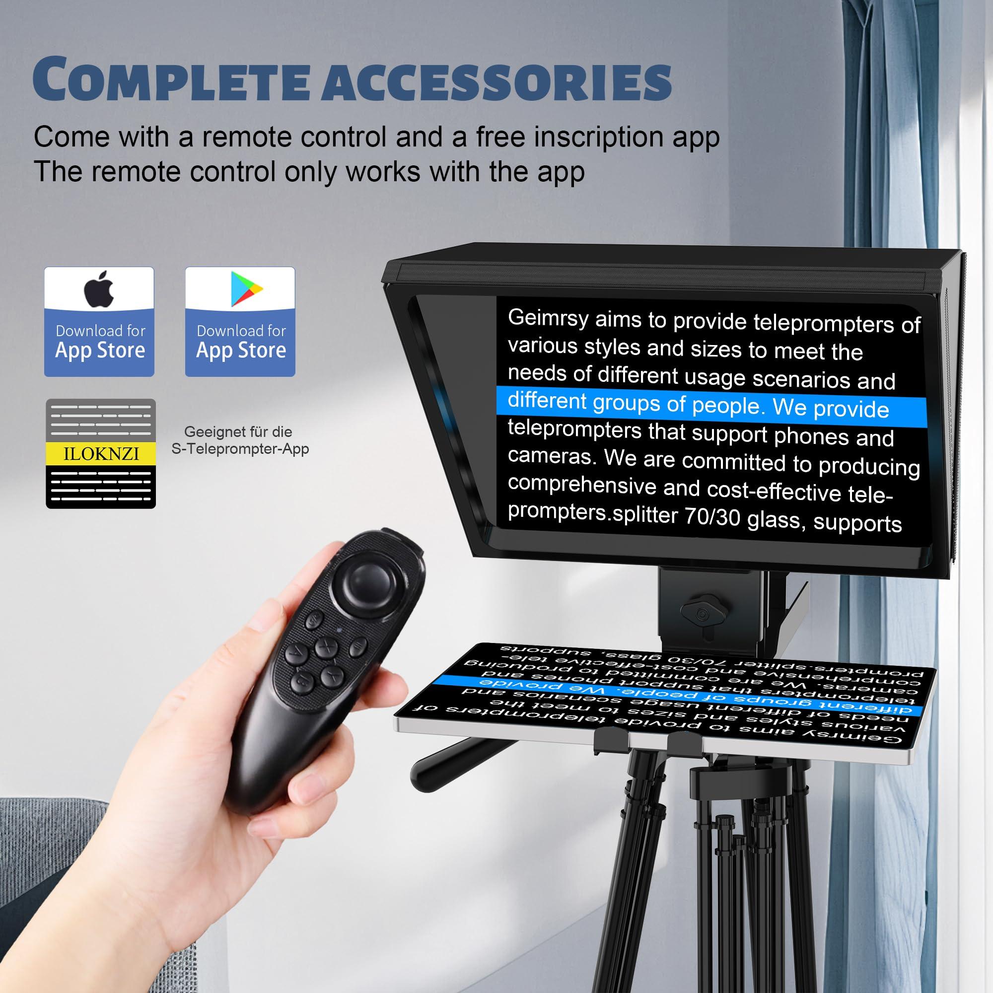 Geimrsy GEIMRSY i2/12-inch All-Metal teleprompter, Lift The teleprompter and Remote Control, Using Tempered Optical Glass, Compatible with a Variety of Devices for a Variety of scenarios.