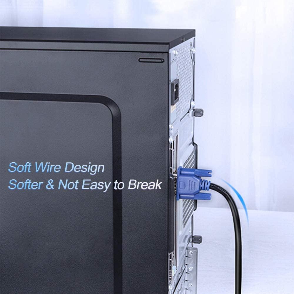 EKYLIN EKYLIN VGA Cable, 1.5m/5Feet Male to Male Video Extension Cable Adapter for Computer PC to Monitor Screen Projector with Socket Port