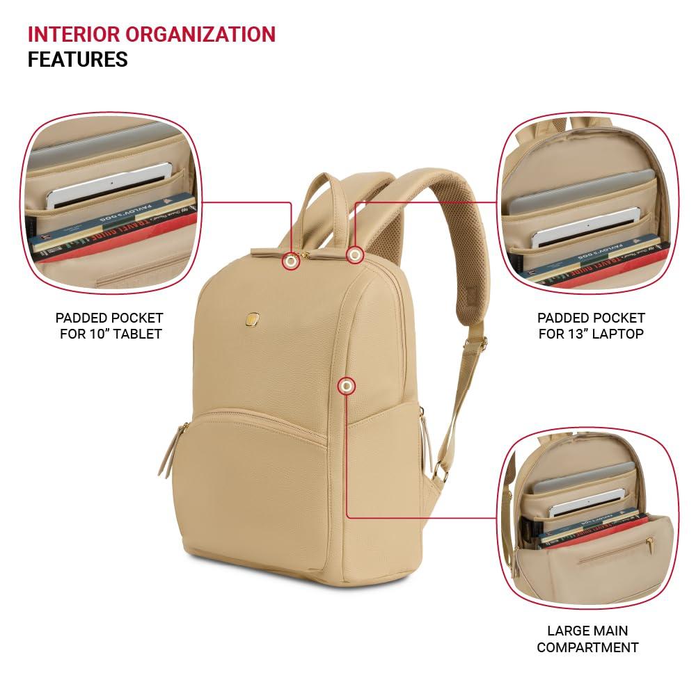SwissGear SwissGear Serenity Luxe Women's Laptop Backpack, Taupe, 16 Inches